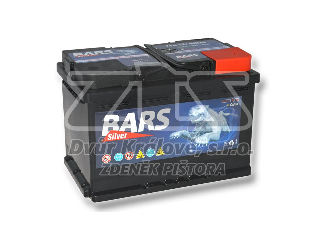 Autobaterie BARS 74Ah, 12V,640A (276x175x190mm) - Obrázek 2